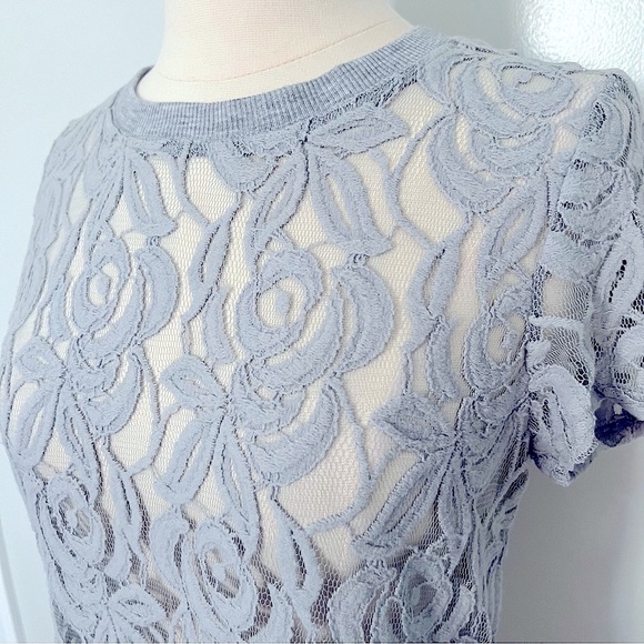 Anthropologie Gray Sheer Shirt Dress Coverup - Picture 4 of 5